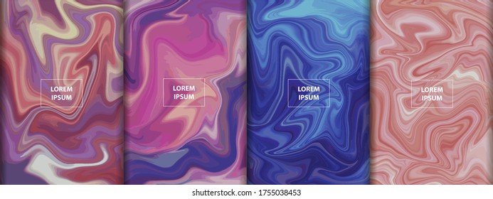  Liquid color marble style background. Fluid gradient inks design. Template for your design, banner