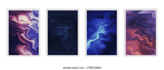 Liquid color marble style background. Fluid gradient inks design. Template for your design, banner, flyer, business card, poster, wallpaper, brochure