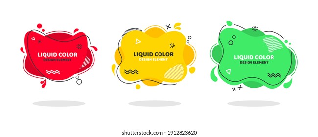 Liquid color. Set of abstract modern graphic elements. Dynamical colored forms and line. Vector illustration for banner, poster, logo, cover design.