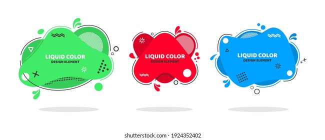 Liquid color. Set of abstract modern graphic elements. Dynamical colored forms and line. Vector illustration for banner, poster, logo, cover design.