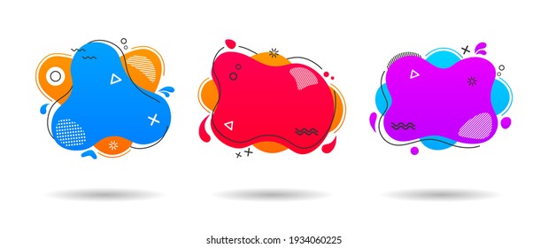 Liquid color. Set of abstract modern graphic elements. Dynamical colored forms and line. Vector illustration for banner, poster, logo, cover design.