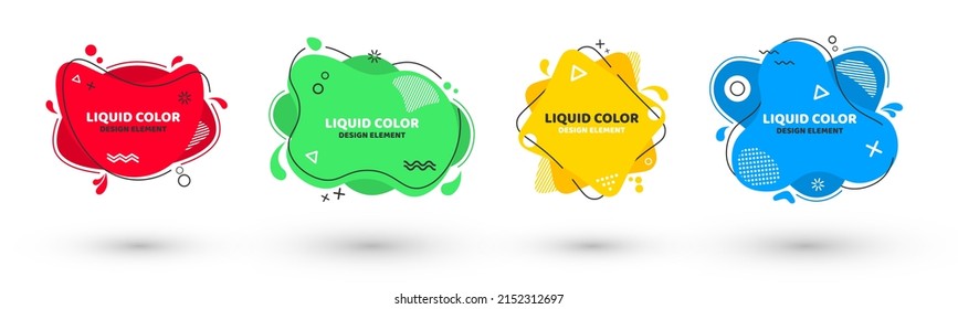 Liquid color. Set of abstract modern graphic elements. Dynamical colored forms and line.