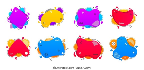 Color líquido. Conjunto de elementos gráficos abstractos modernos. Ilustración vectorial para banner, afiche, logotipo, diseño de portada. Formas y líneas de color dinámico.