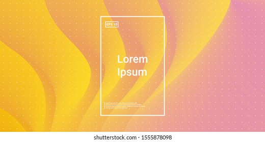 Liquid Color Shape. Abstract Background Design. Wavy Blend Pink, Yellow. Saturated, Futuristic Image. Minimal Dynamic Web Applications. Mobile Illustration Flyer. Vector Template Design.

