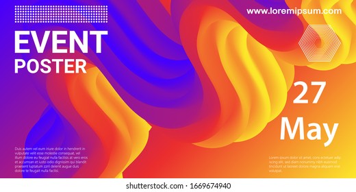 Liquid color shape. Conference design template. Fluid background. Trendy abstract cover. Futuristic design poster. Colorful gradient. Vector.