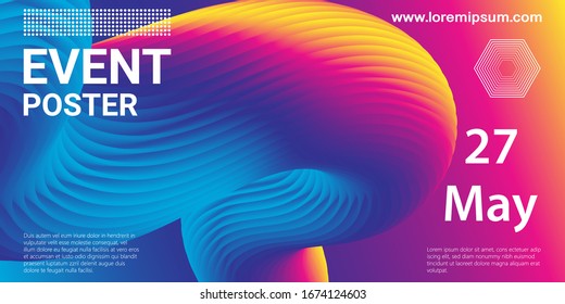 Liquid color shape. Conference design template. Fluid background. Trendy abstract cover. Futuristic design poster. Colorful gradient. Vector.