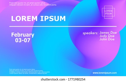 Liquid color shape. Conference design template. Fluid background. Trendy abstract cover. Futuristic design poster. Colorful gradient. Vector.