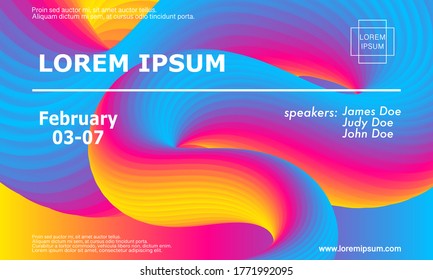 Liquid color shape. Conference design template. Fluid background. Trendy abstract cover. Futuristic design poster. Colorful gradient. Vector.