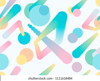Liquid color shape seamless pattern. Geometric elements memphis, style of the 80s. Modern colorful objects. Vector illustration
