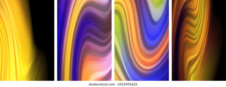 Juego de pósters de ondas de color líquido para papel pintado, tarjeta de visita, portada, afiche, pancarta, folleto, cabecera, sitio web