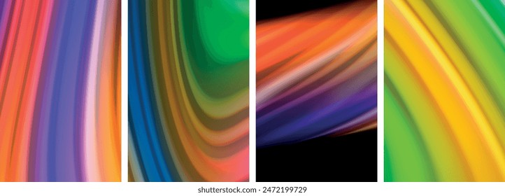 Conjunto de póster de ondas de color líquido para Fondo de pantalla, tarjeta de visita, cubierta, póster, Anuncio, folleto, encabezado, Sitio web