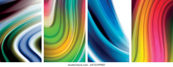 Conjunto de póster de ondas de color líquido para Fondo de pantalla, tarjeta de visita, cubierta, póster, Anuncio, folleto, encabezado, Sitio web