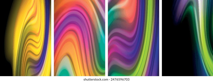 Conjunto de póster de ondas de color líquido para Fondo de pantalla, tarjeta de visita, cubierta, póster, Anuncio, folleto, encabezado, Sitio web