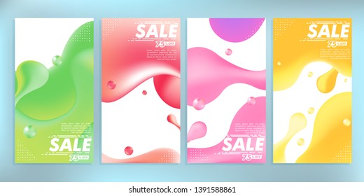 liquid colored abstract modern graphic instagram stories sale banner template background