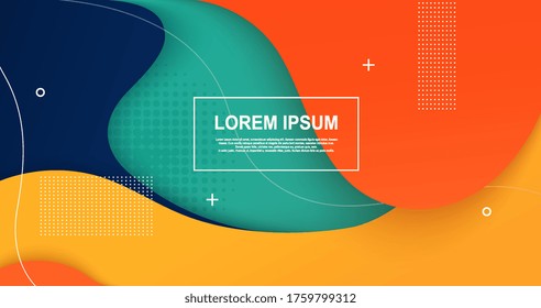 Liquid colored shapes abstract futuristic minimal wave background brochure. Rainbow fluidity banner with lines.