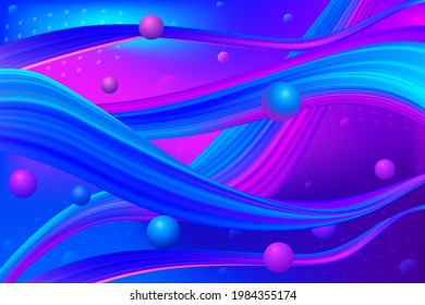 Liquid colorful flow background. Wave cover. Neon fluid banner. Vector EPS10 illustration with mesh ribbon objects for creative art design.