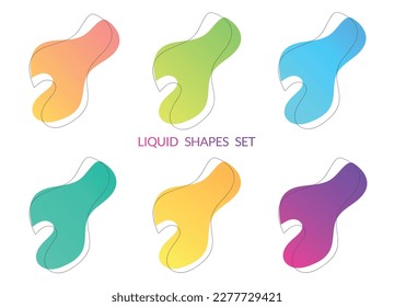 Liquid colorful gradient shapes set of different colors isolated on white background