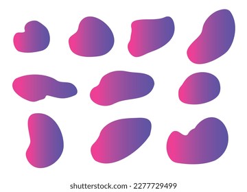  Formas de gradiente colorido líquido aisladas en fondo blanco