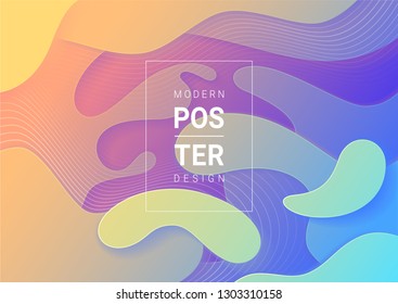 Liquid colorful modern background. Acid fluid gradient shapes. Contemporary futuristic design of poster. 3d abstract, vector.
