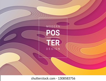 Liquid colorful modern background. Acid fluid gradient shapes. Contemporary futuristic design of poster. 3d abstract, vector. 