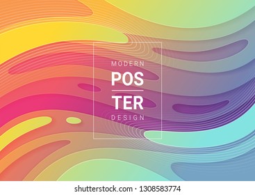 Liquid colorful modern background. Acid fluid gradient shapes. Contemporary futuristic design of poster. 3d abstract, vector. 