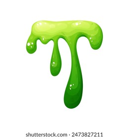 Liquid colorful slime in cartoon style. Fluid mucus drip, splatter or splash isolated on white background. Sticky dribble down, toxic blot. Vector illustration.