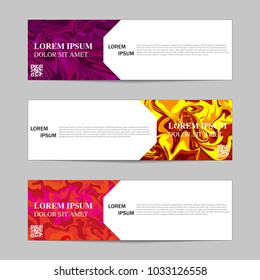 Liquid colors banner set. Bright colors mixture