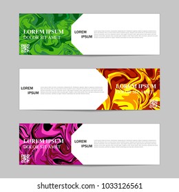 Liquid colors banner set. Bright colors mixture