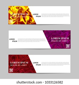 Liquid colors banner set. Bright colors mixture
