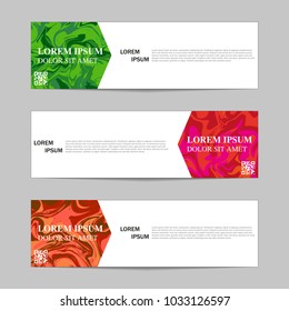 Liquid colors banner set. Bright colors mixture
