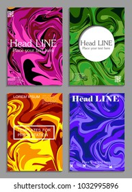 Liquid colors covers set. Bright colors mixture. Eps10 vector.
