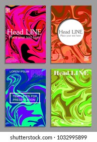 Liquid colors covers set. Bright colors mixture. Eps10 vector.
