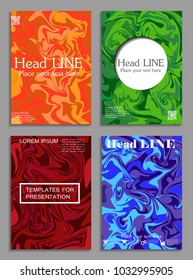 Liquid colors covers set. Bright colors mixture. Eps10 vector.
