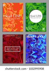 Liquid colors covers set. Bright colors mixture. Eps10 vector.

