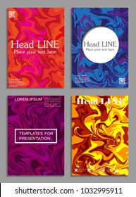 Liquid colors covers set. Bright colors mixture. Eps10 vector.
