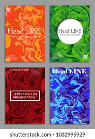Liquid colors covers set. Bright colors mixture. Eps10 vector.
