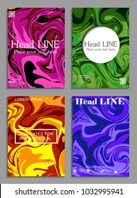 Liquid colors covers set. Bright colors mixture. Eps10 vector.
