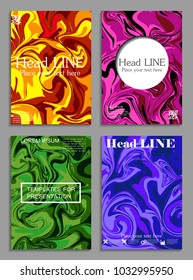 Liquid colors covers set. Bright colors mixture. Eps10 vector.
