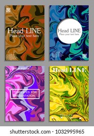 Liquid colors covers set. Bright colors mixture. Eps10 vector.

