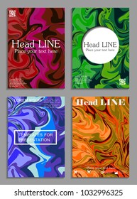 Liquid colors covers set. Bright colors mixture. Eps10 vector.
