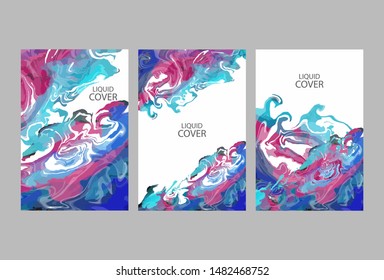 Liquid colors covers set. Bright colors mixture