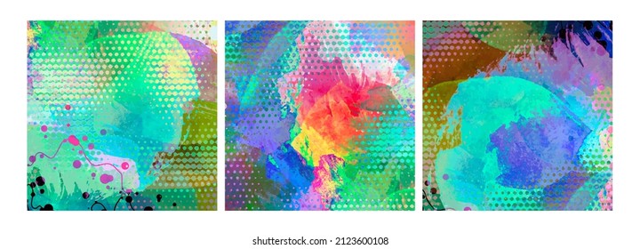 Liquid colors covers set. Bright colors mixture.