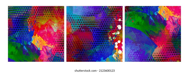 Liquid colors covers set. Bright colors mixture.