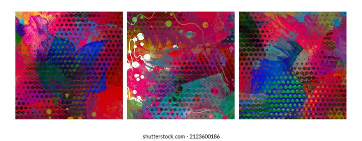 Liquid colors covers set. Bright colors mixture.