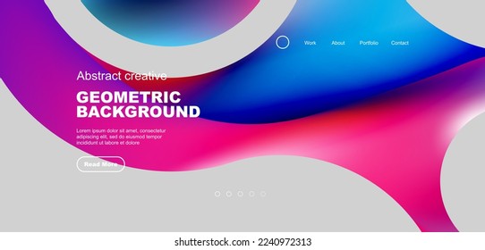Colores líquidos con formas redondeadas que fluyen en fondo abstracto. Ilustración vectorial de papel tapiz, banner, fondo, folleto, catálogo, cubierta, volante