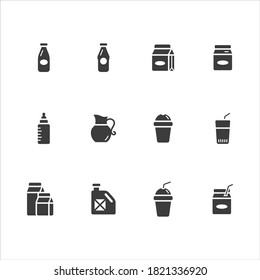 Iconos de recipientes líquidos sobre fondo blanco