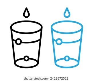 Icono de línea de contenedor líquido. Icono del titular de la bebida en color blanco y negro.