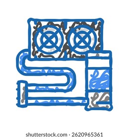 liquid cooling gaming pc doodle icon sketch vector. liquid cooling gaming pc sign. isolated symbol illustration