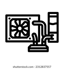 liquid cooling gaming pc line icon vector. liquid cooling gaming pc sign. isolated contour symbol black illustration