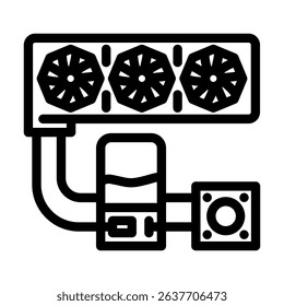 liquid cooling system gaming pc line icon vector. liquid cooling system gaming pc sign. isolated contour symbol black illustration